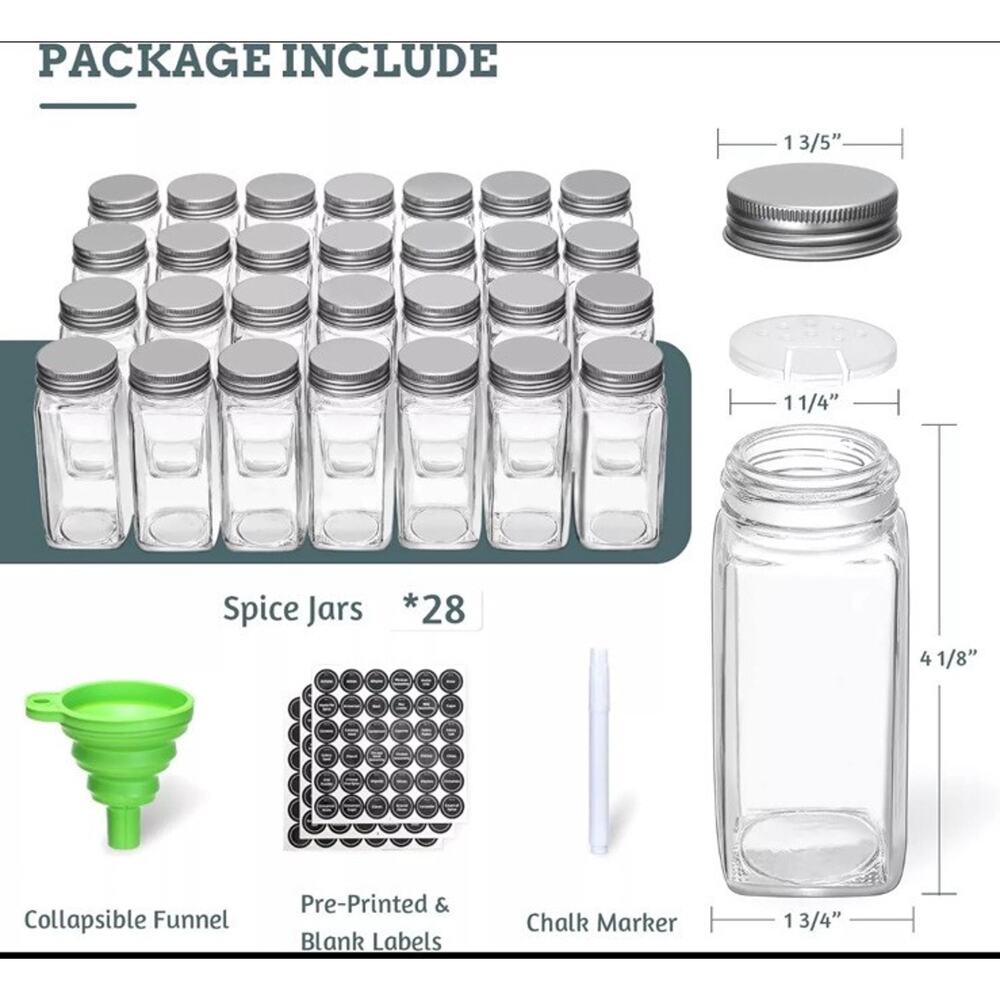 Spice Rack with 28 Spice Jars Spice Rack Organizer for Cabinet Spice Jars with - Picture 5 of 6